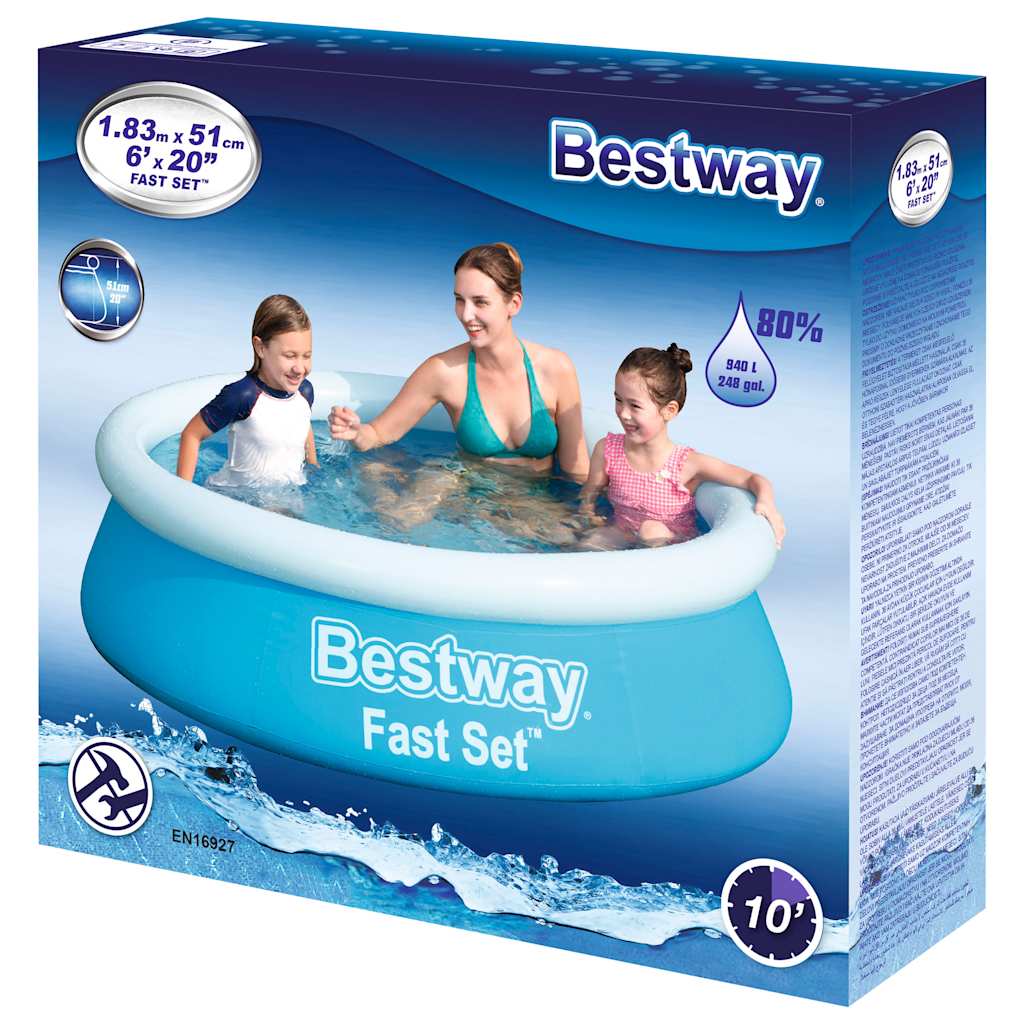Piscina gonflabilă Fast Set, albastru, 183x51 cm, rotundă