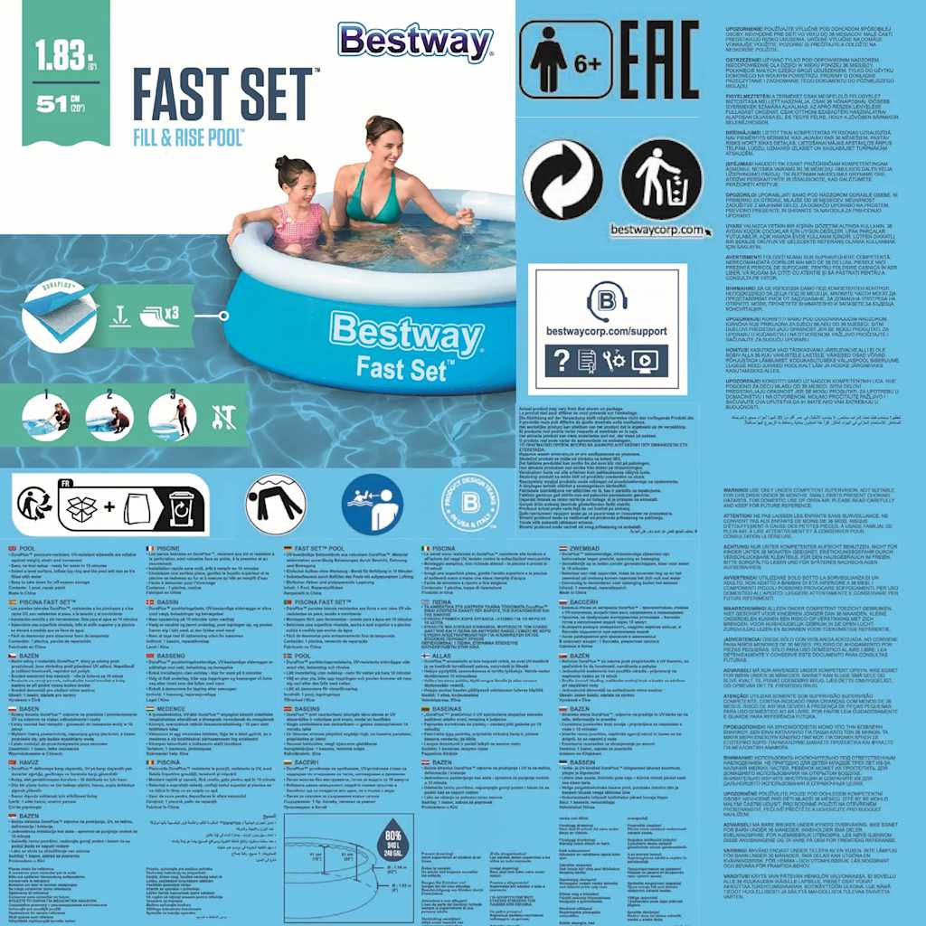 Piscina gonflabilă Fast Set, albastru, 183x51 cm, rotundă