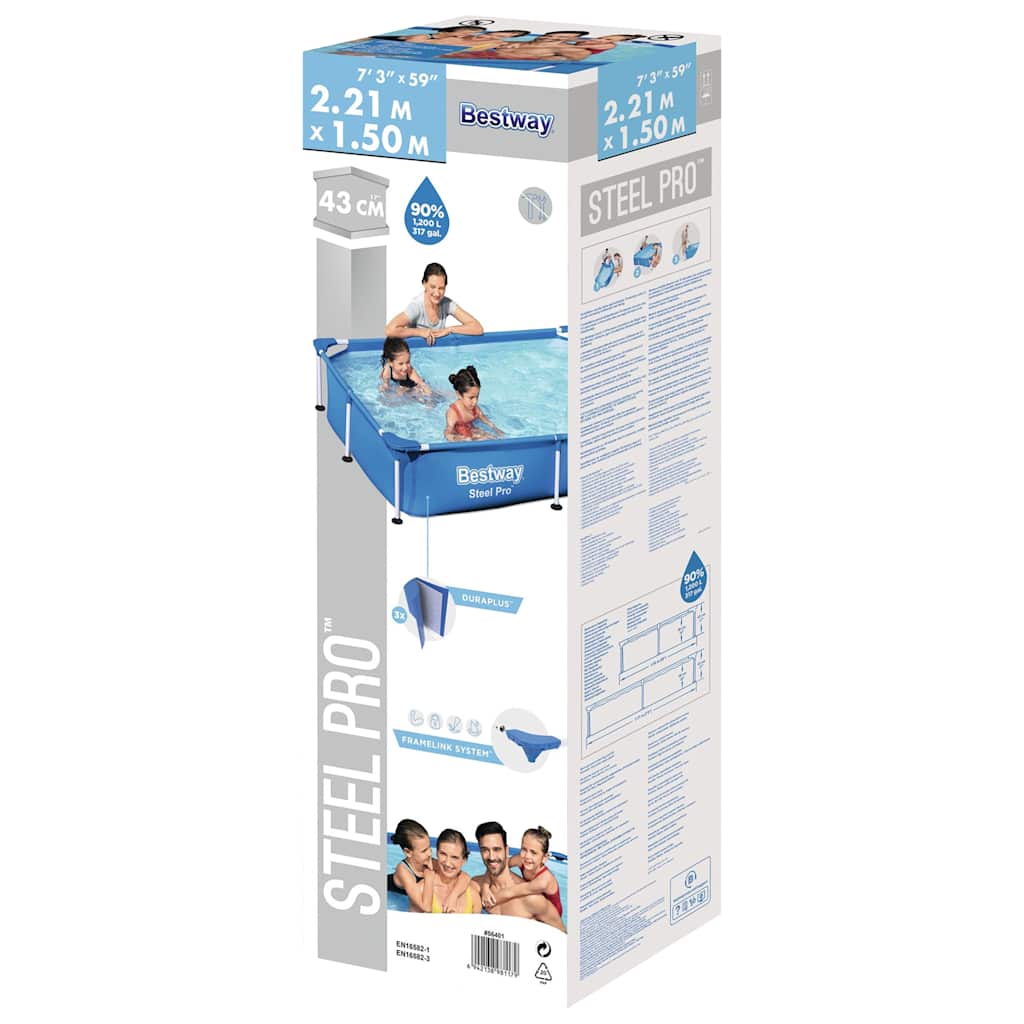 Piscină Steel Pro, 221x150x43 cm