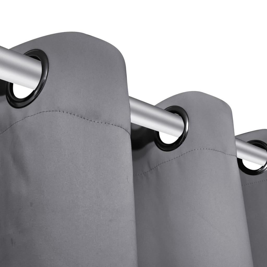 Draperii opace cu ocheți metalici, 2 buc, 135 x 175 cm, gri