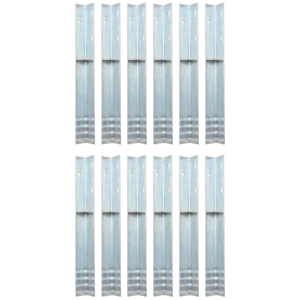 Ancore de sol în formă de L, 12 buc, oțel galvanizat, 5x5x50 cm