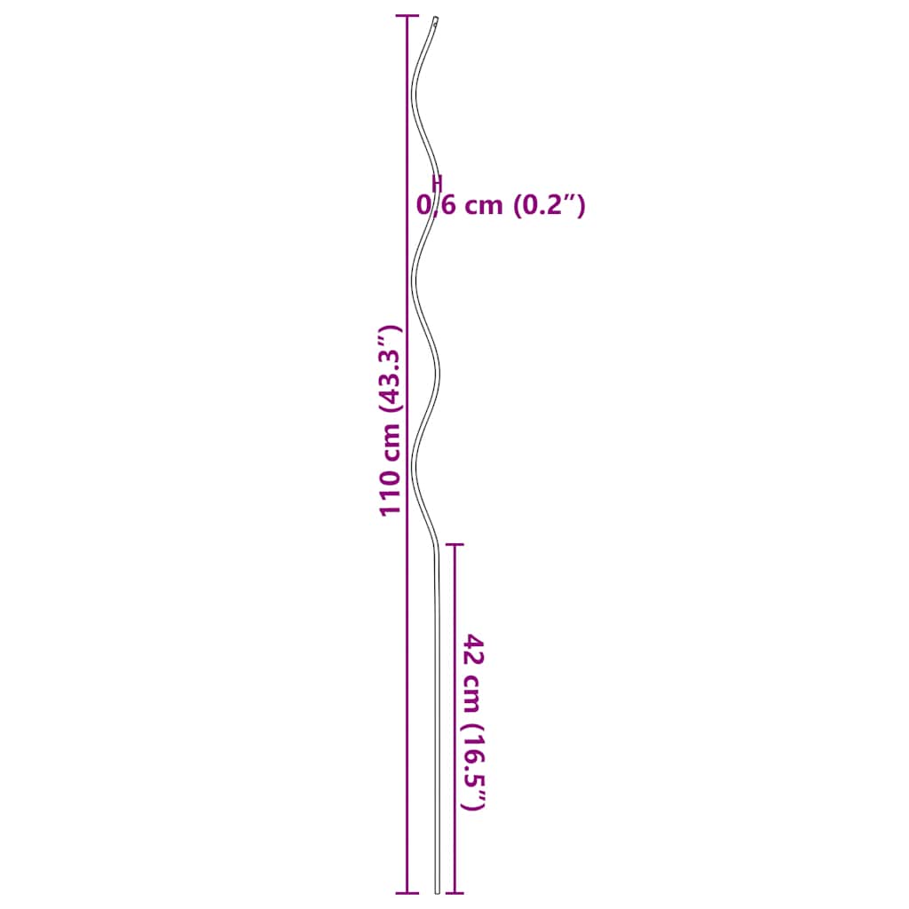 Spirale pentru suport plante, 50 buc, 110 cm, oțel galvanizat