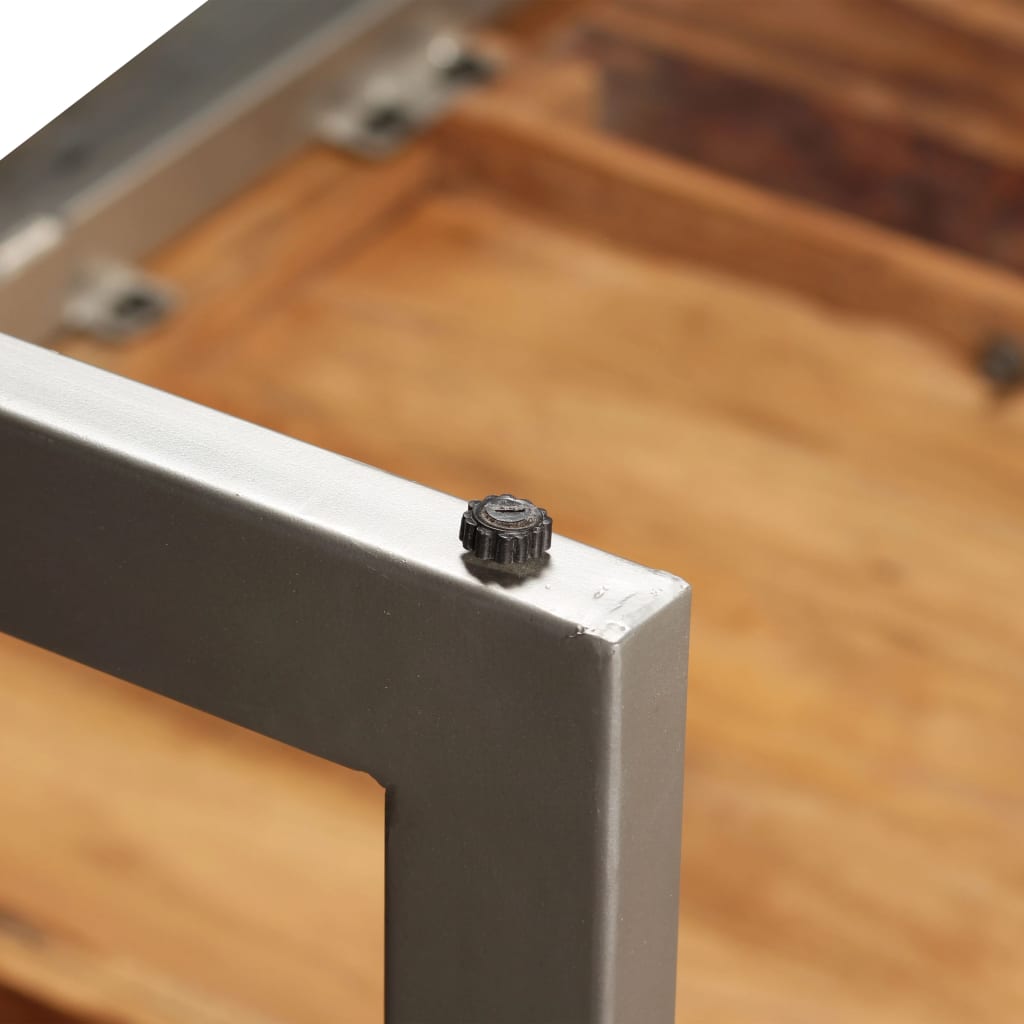 Masă de bucătărie, 180 cm, lemn masiv de acacia și oțel