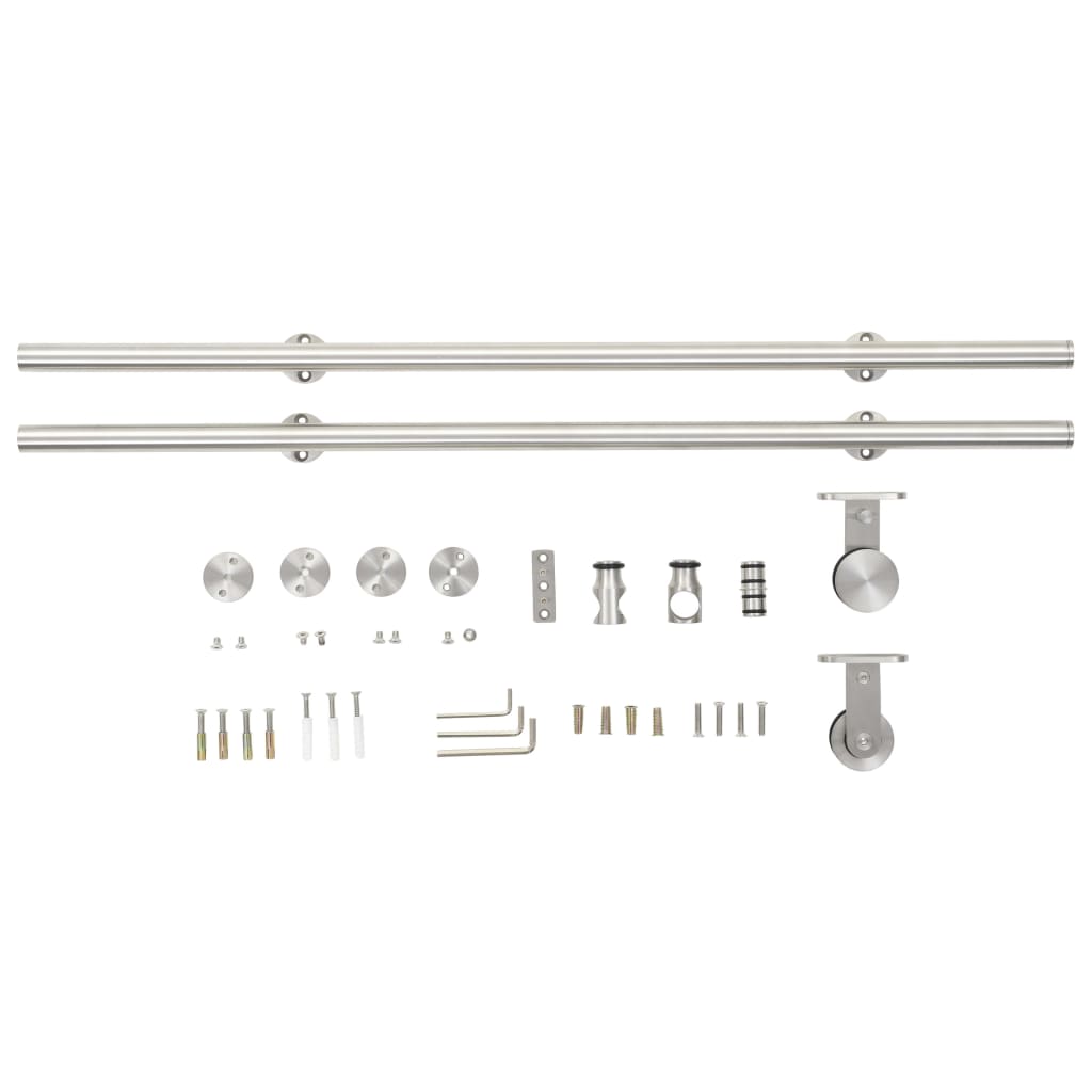 Set piese pentru ușă glisantă, argintiu, 183 cm oțel inoxidabil