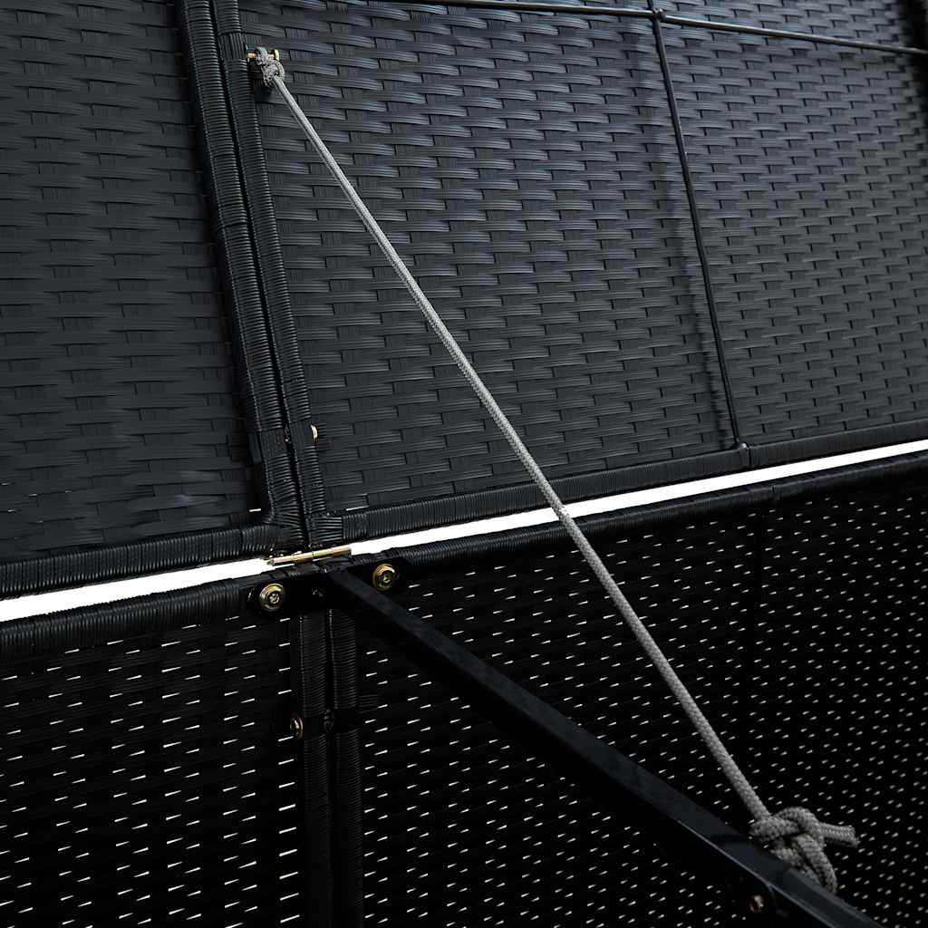 Magazie dublă pentru pubele, poliratan, negru, 148x80x111 cm