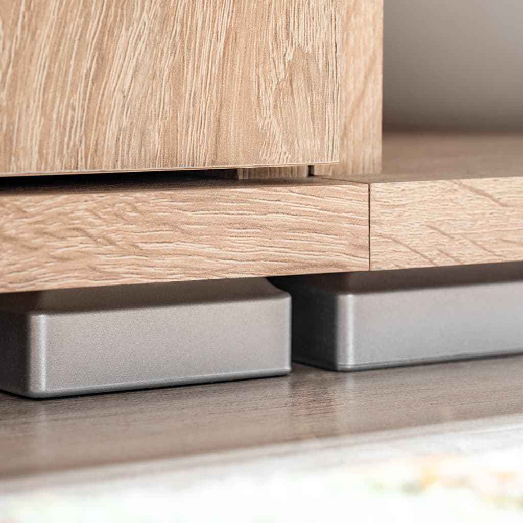 Mobilă de perete cu spațiu TV, iluminare LED, stejar sonoma