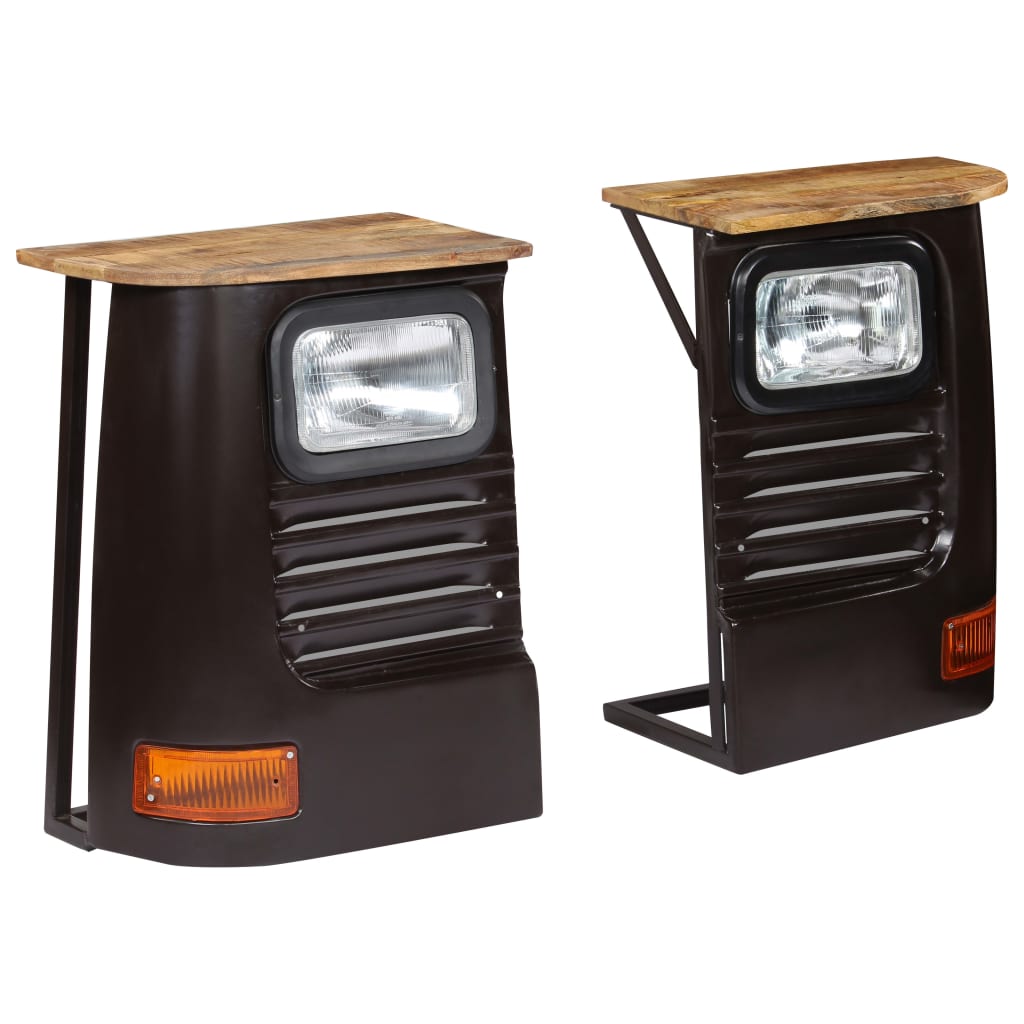 Dulap tip camion, gri închis, lemn masiv de mango