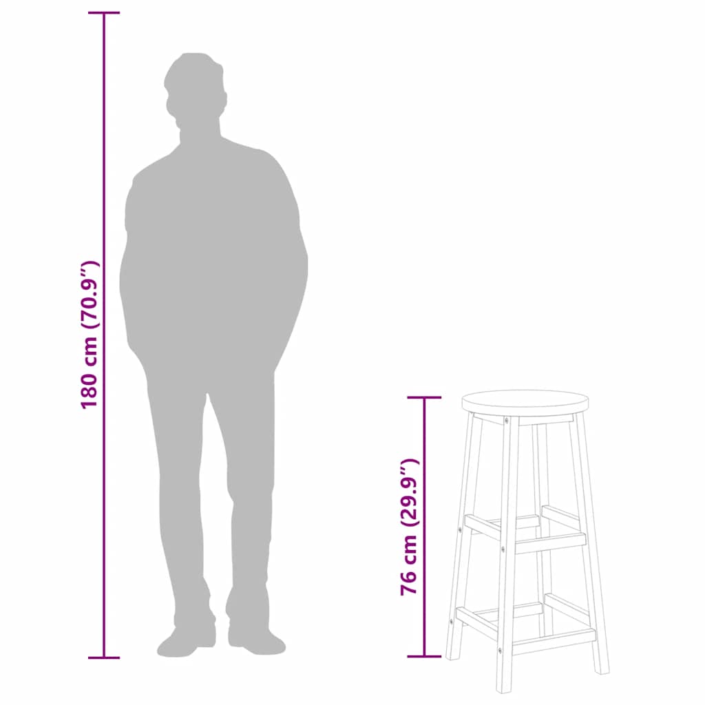 Scaune de bar, 2 buc., lemn masiv de acacia