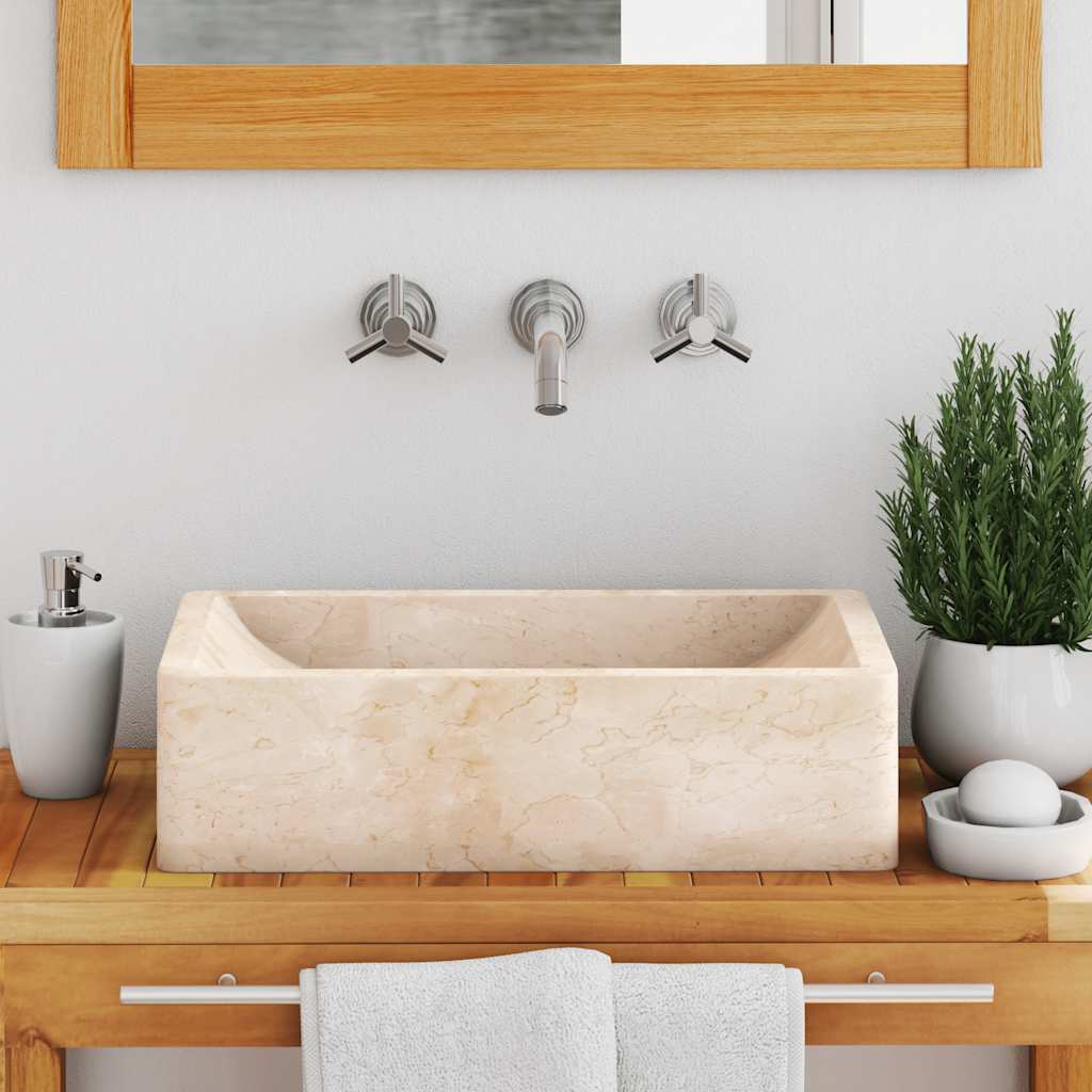 Chiuvetă, crem extralucios, 45x30x12 cm, marmură