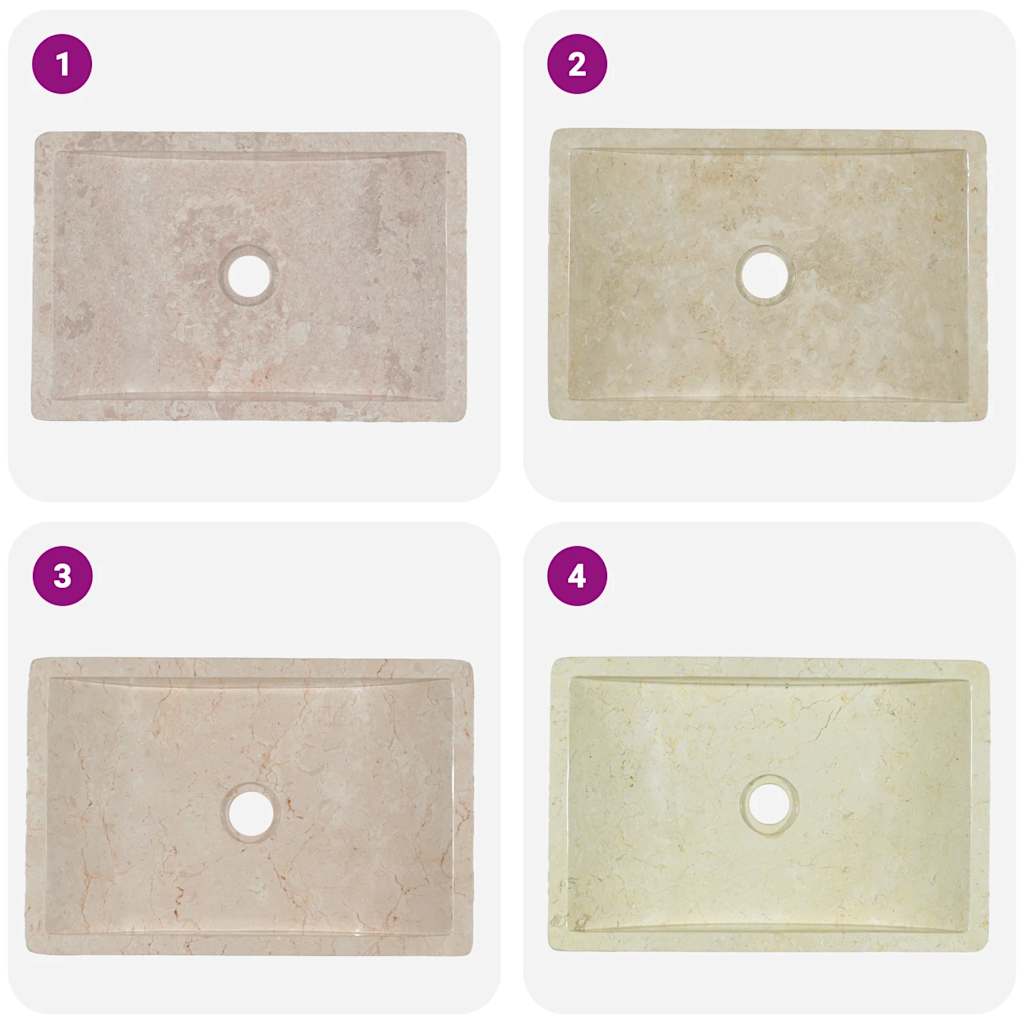 Chiuvetă, crem extralucios, 45x30x12 cm, marmură