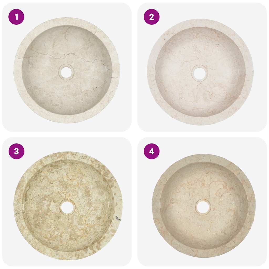 Chiuvetă, crem, 40 x 12 cm, marmură