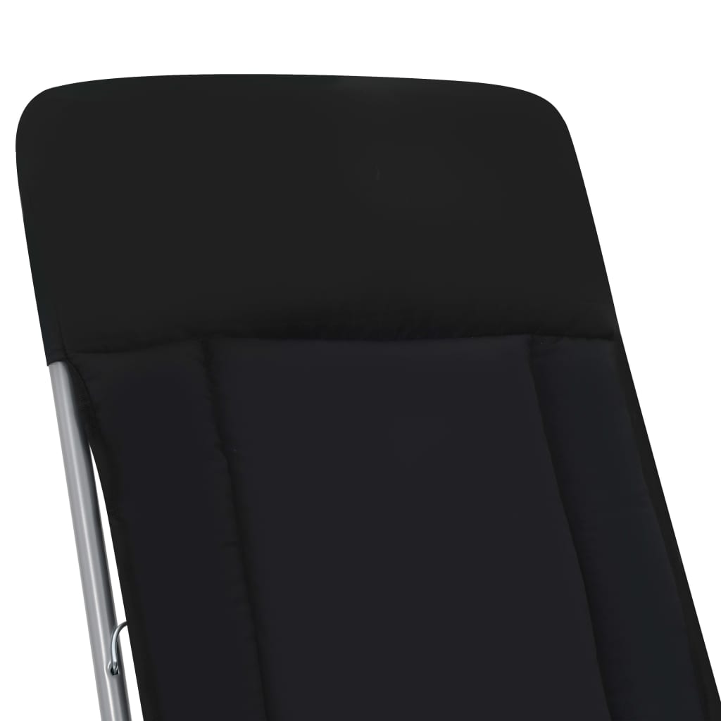 Scaune de grădină pliabile cu perne, 2 buc., negru