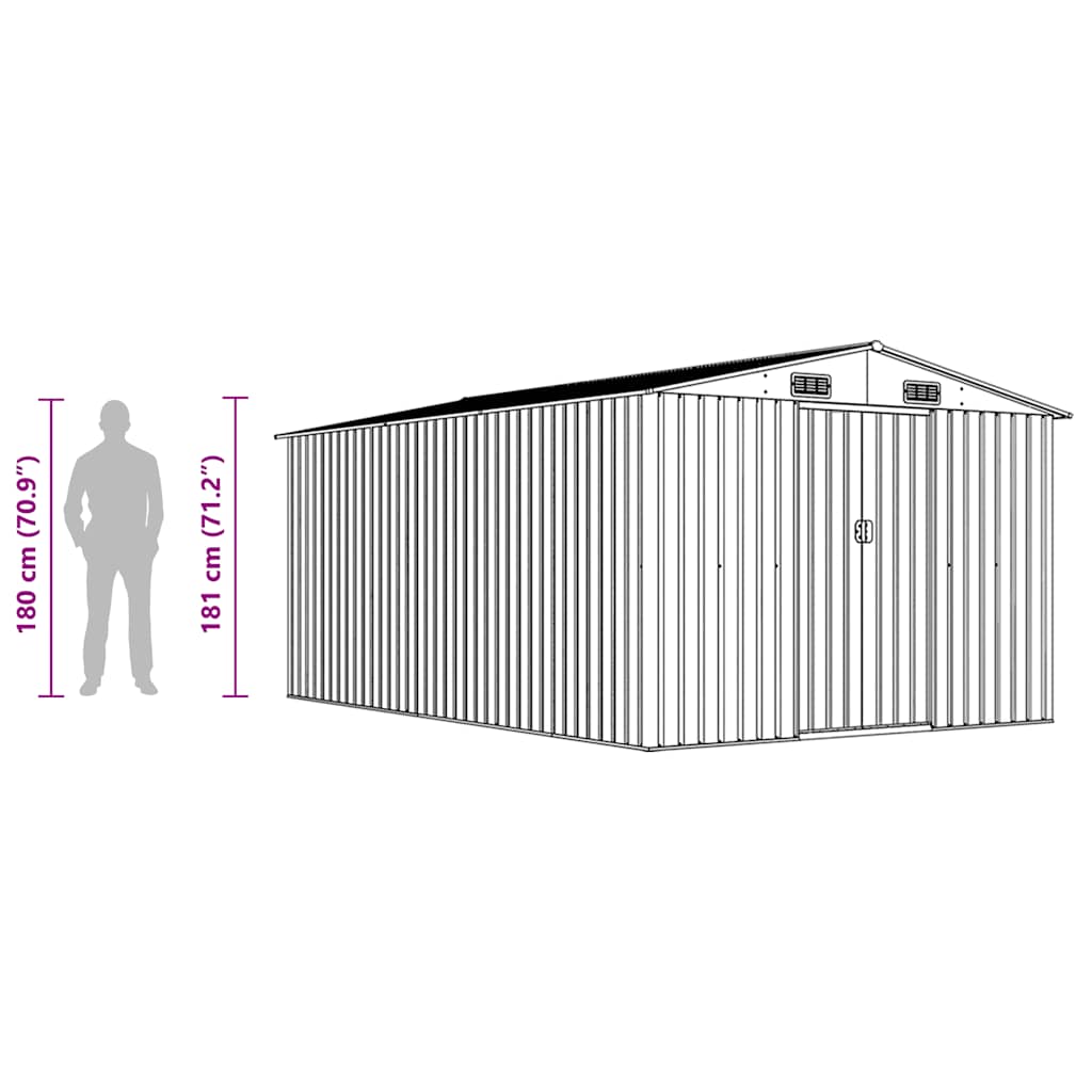 Șopron de grădină, 257x392x181 cm, gri, metal