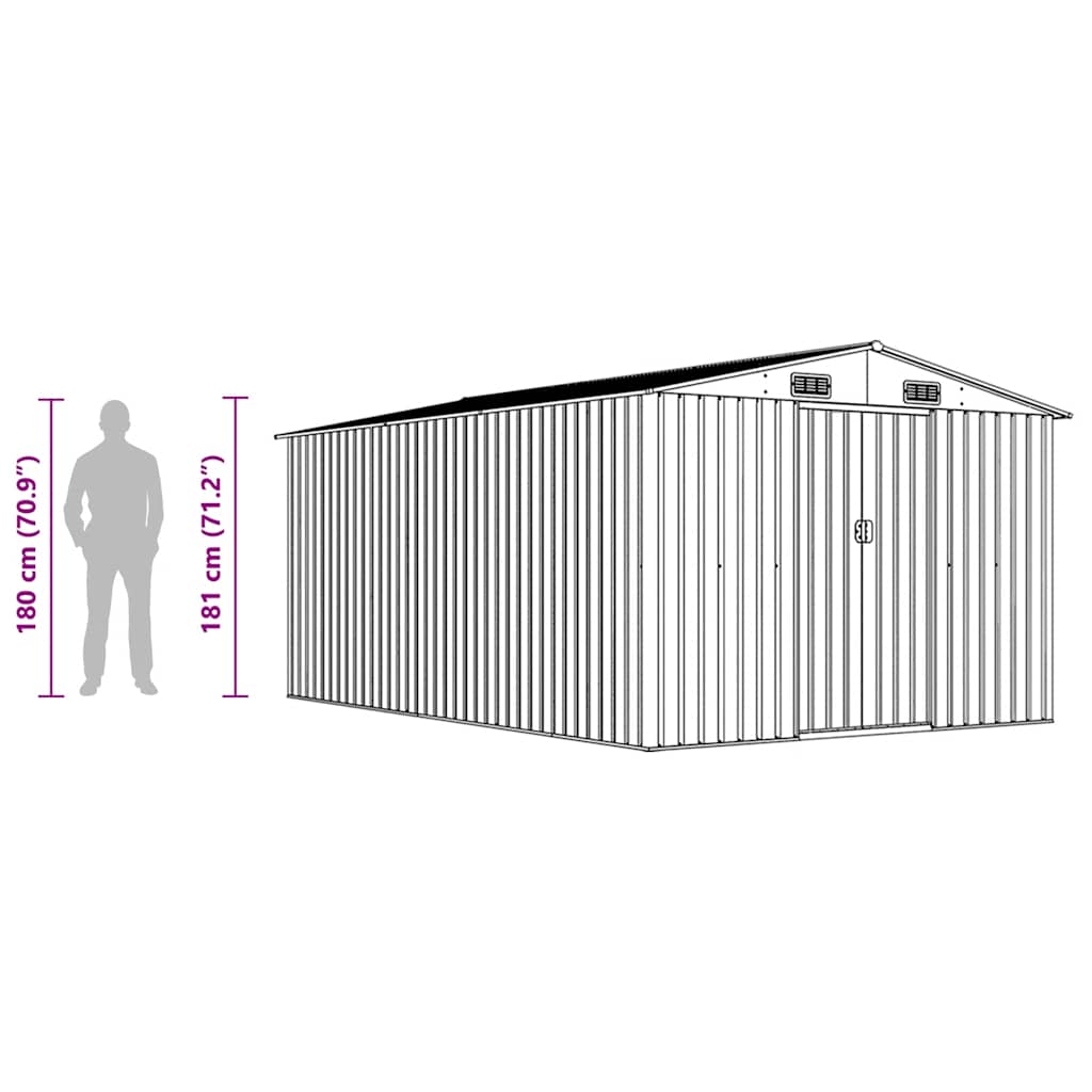 Șopron de grădină, 257x392x181 cm, maro, metal