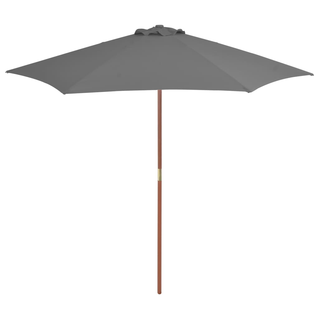 Umbrelă de soare de exterior, stâlp din lemn, antracit, 270 cm