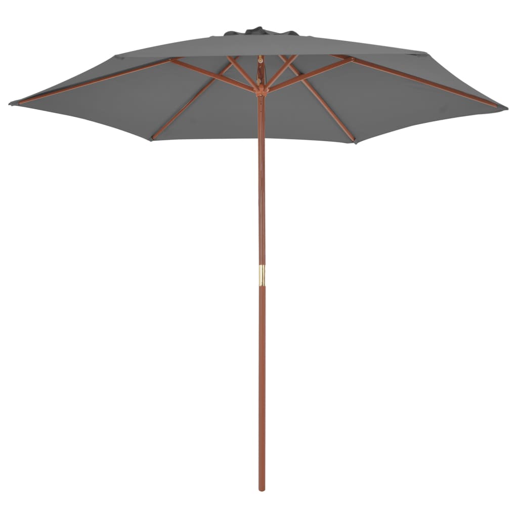 Umbrelă de soare de exterior, stâlp din lemn, antracit, 270 cm