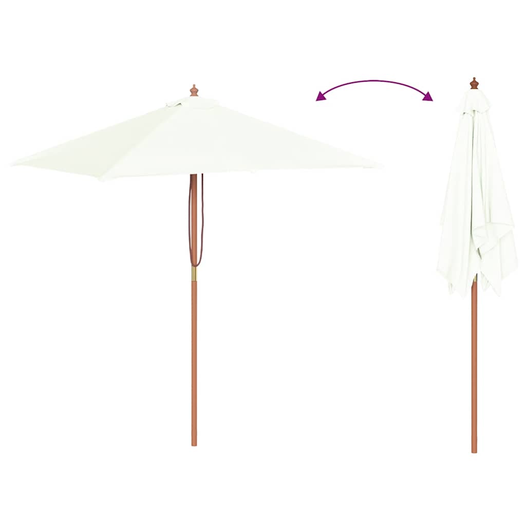 Umbrelă de soare, exterior, stâlp lemn, 150x200 cm, nisipiu