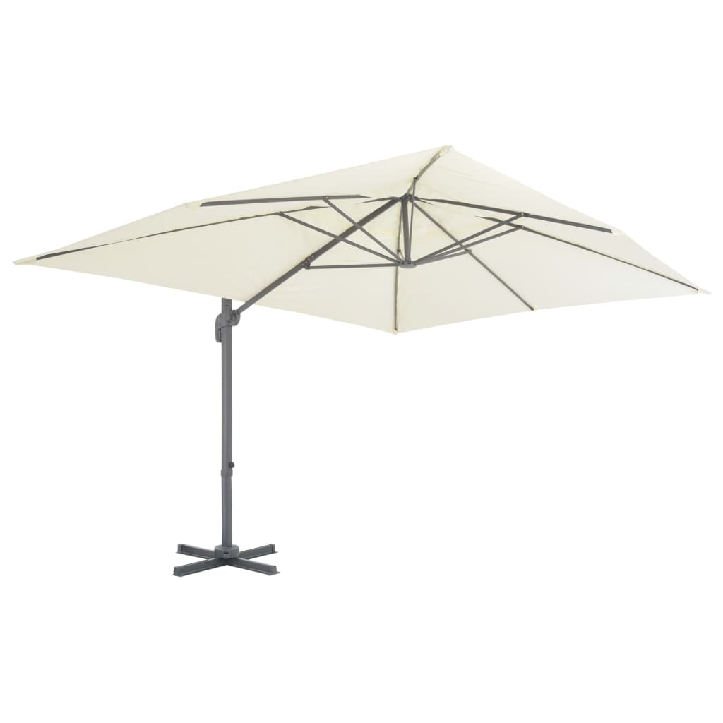Umbrelă de grădină în consolă cu stâlp din aluminiu 400x300 cm, culoare nisip