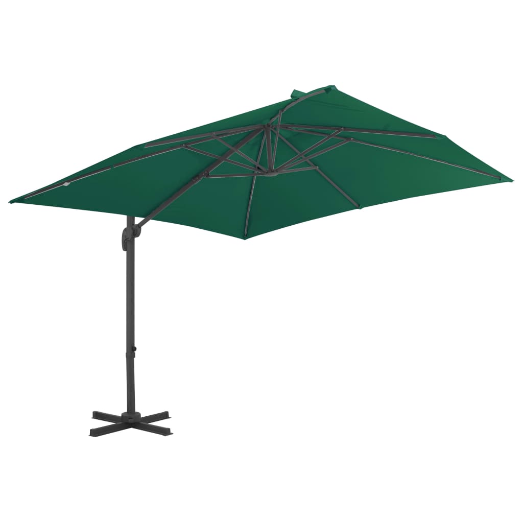 Umbrelă în consolă cu stâlp din aluminiu, verde, 300x300 cm