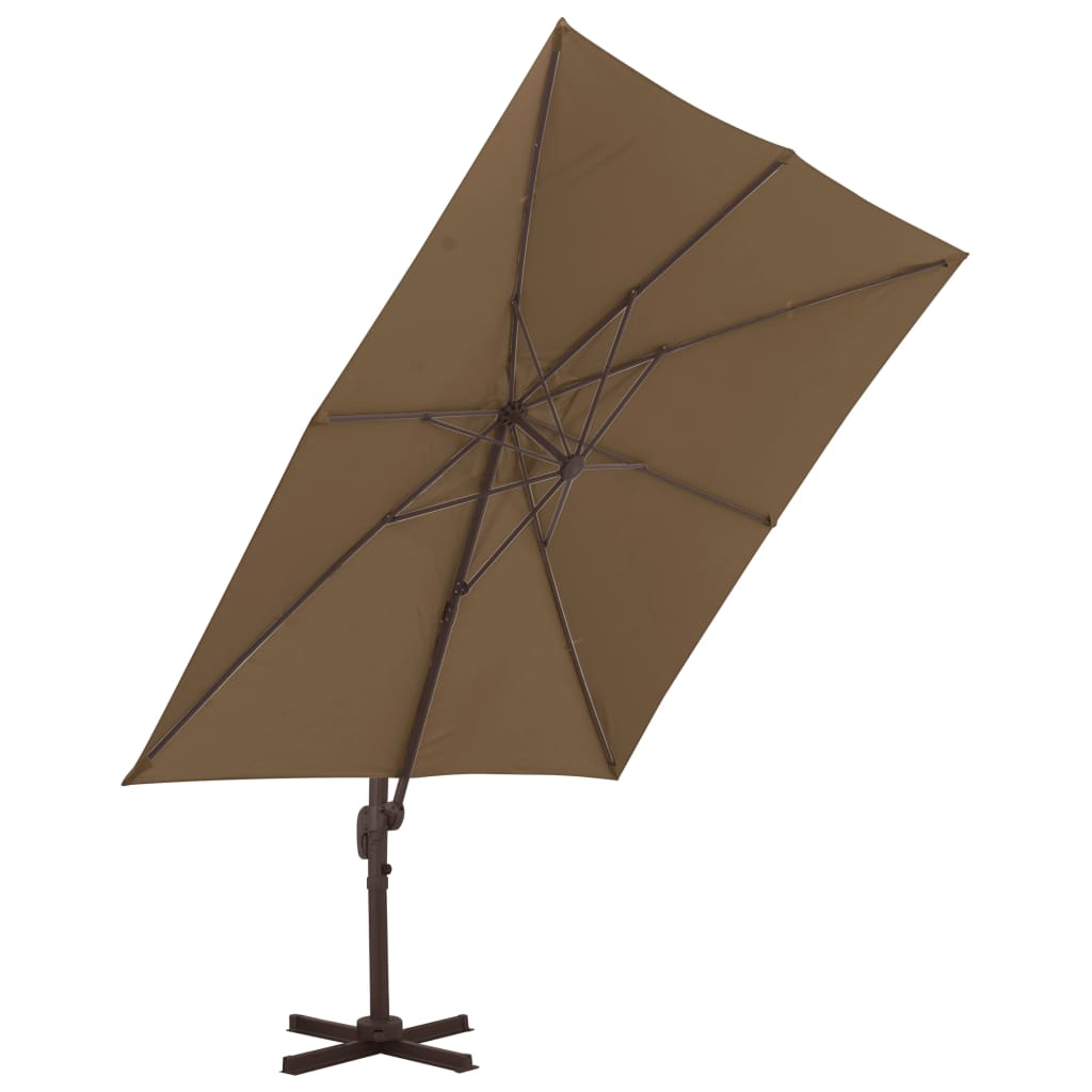 Umbrelă în consolă cu stâlp din aluminiu, taupe, 300x300 cm