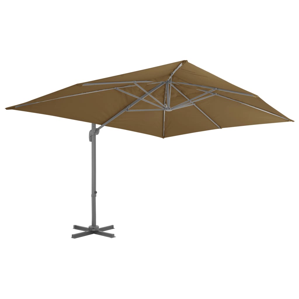 Umbrelă de grădină în consolă cu stâlp din aluminiu 400x300 cm, gri taupe