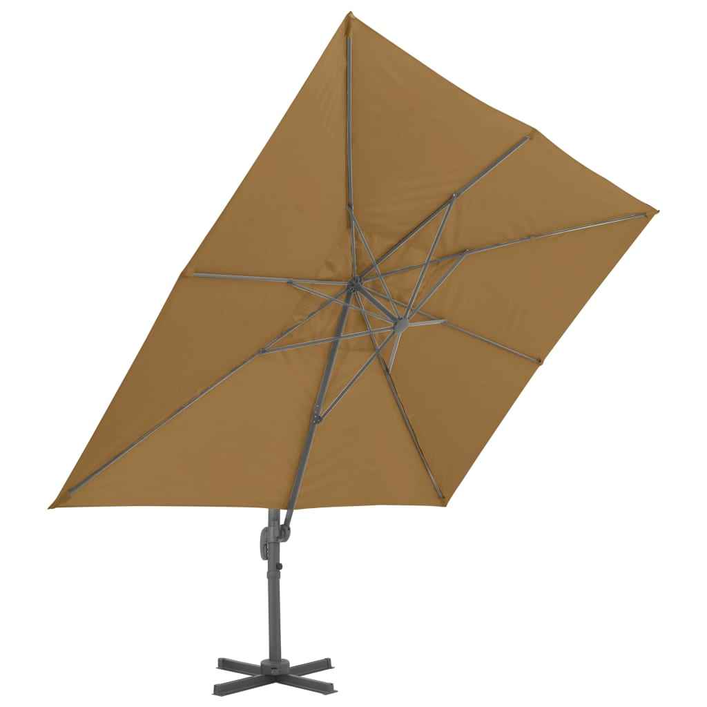 Umbrelă de grădină în consolă cu stâlp din aluminiu 400x300 cm, gri taupe