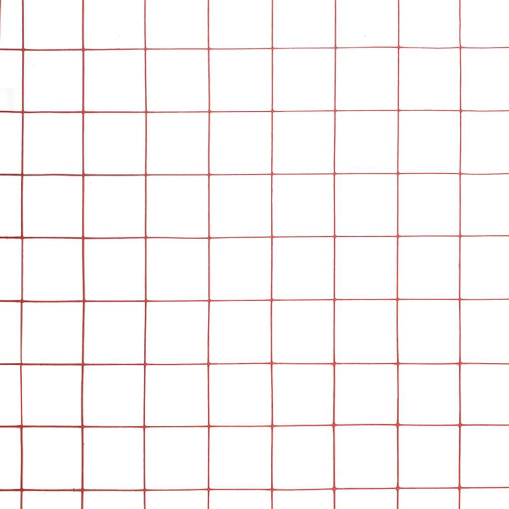 Plasă de sârmă găini, roșu, 25 x 1 m, oțel cu înveliș PVC