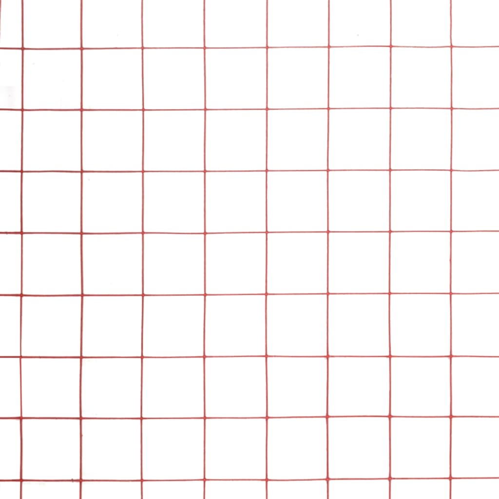 Plasă de sârmă găini, roșu, 10 x 1,5 m, oțel cu înveliș PVC
