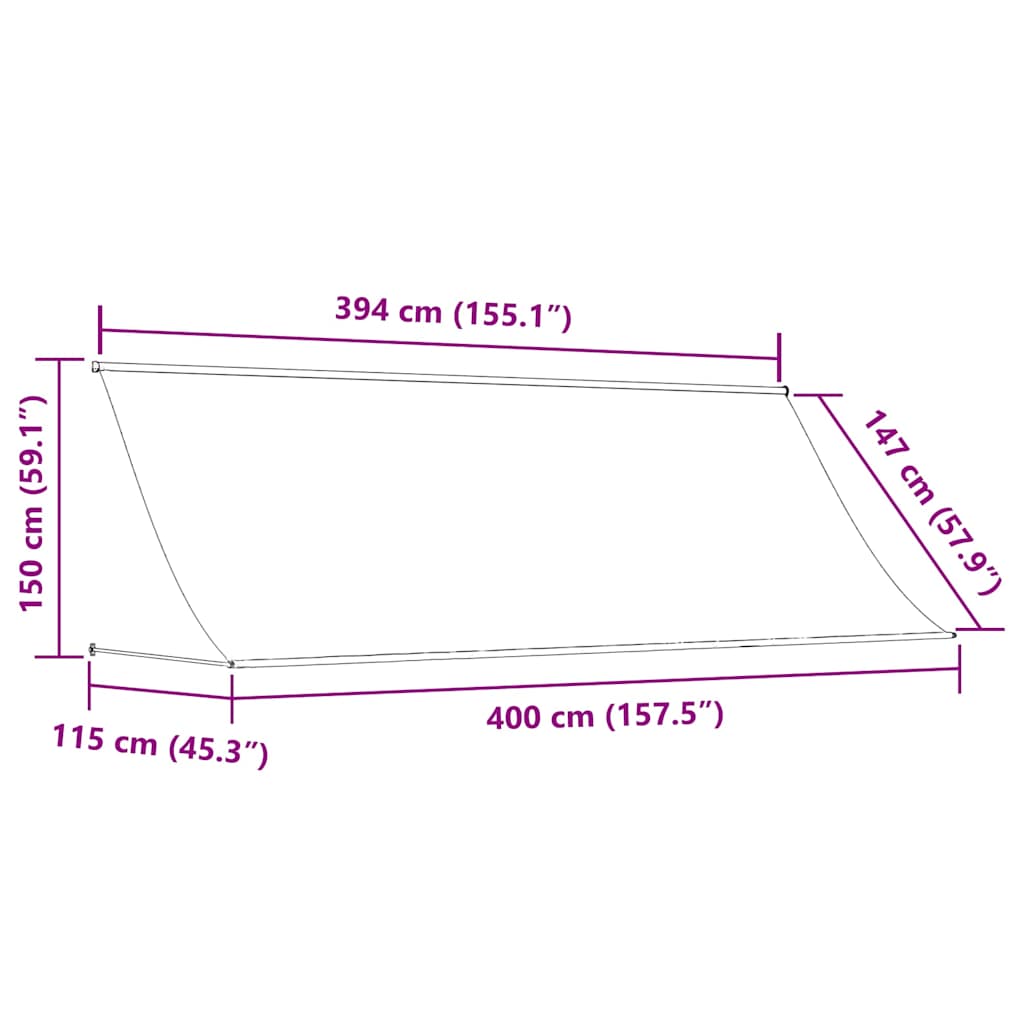 Copertină retractabilă, albastru și alb, 400 x 150 cm