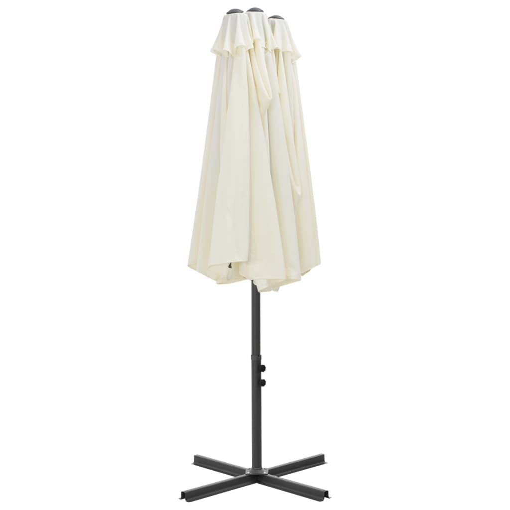 Umbrelă soare exterior, stâlp aluminiu, nisipiu, 460 x 270 cm