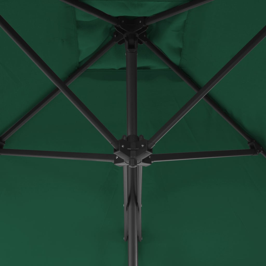 Umbrelă de soare de exterior, stâlp din oțel, verde, 250x250 cm