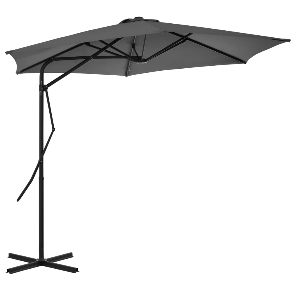 Umbrelă de soare de exterior, stâlp din oțel, antracit, 300 cm