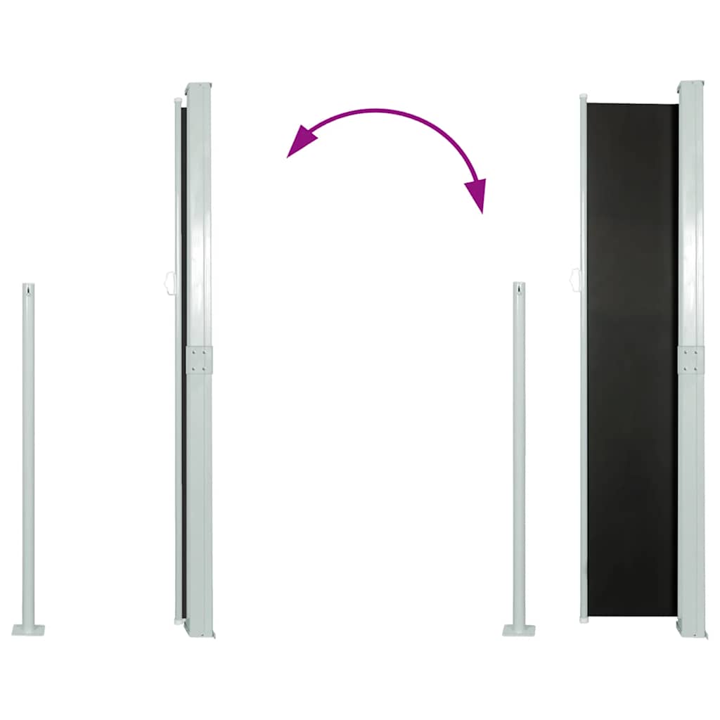 Copertină laterală retractabilă, negru, 160x500 cm