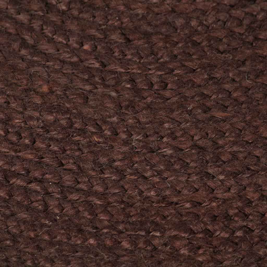 Covor manual, maro, 150 cm, iută, rotund