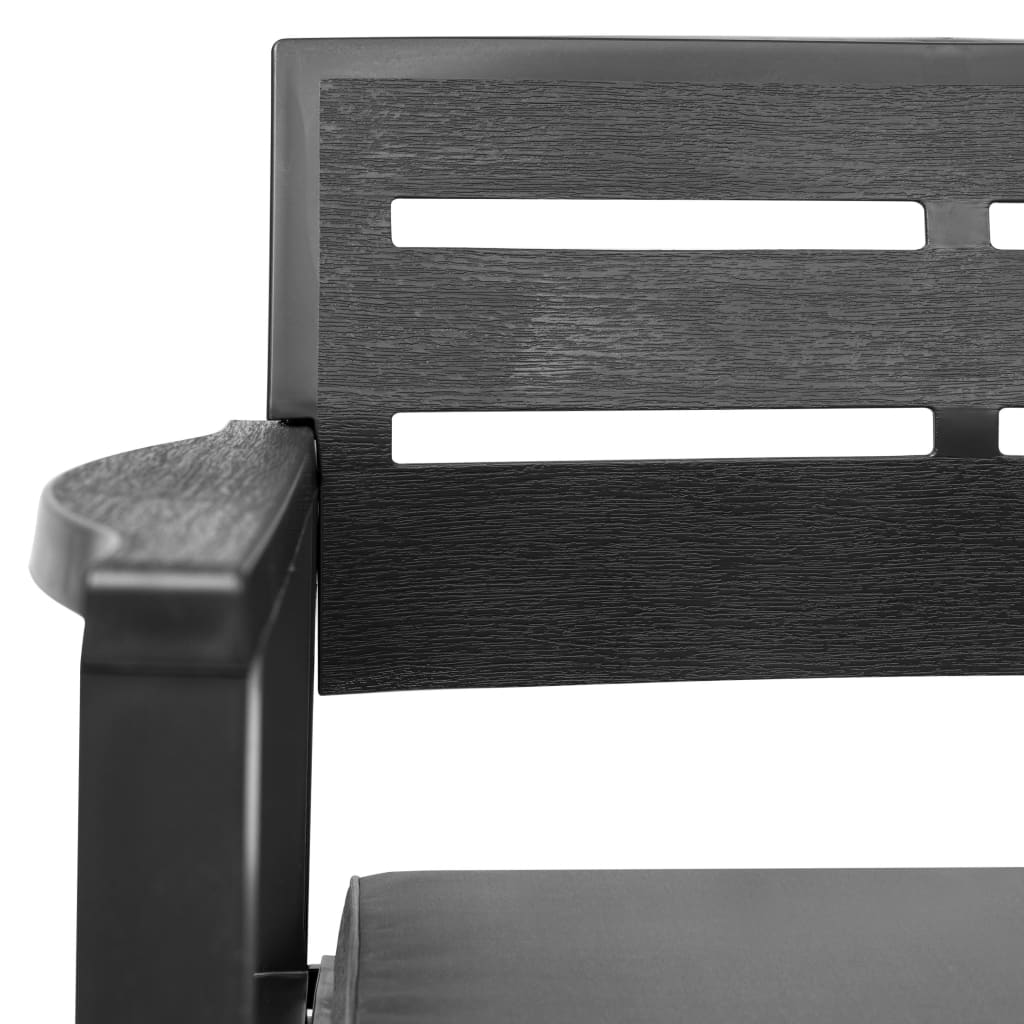 Bancă de grădină cu 2 locuri, perne, antracit, 133 cm, plastic