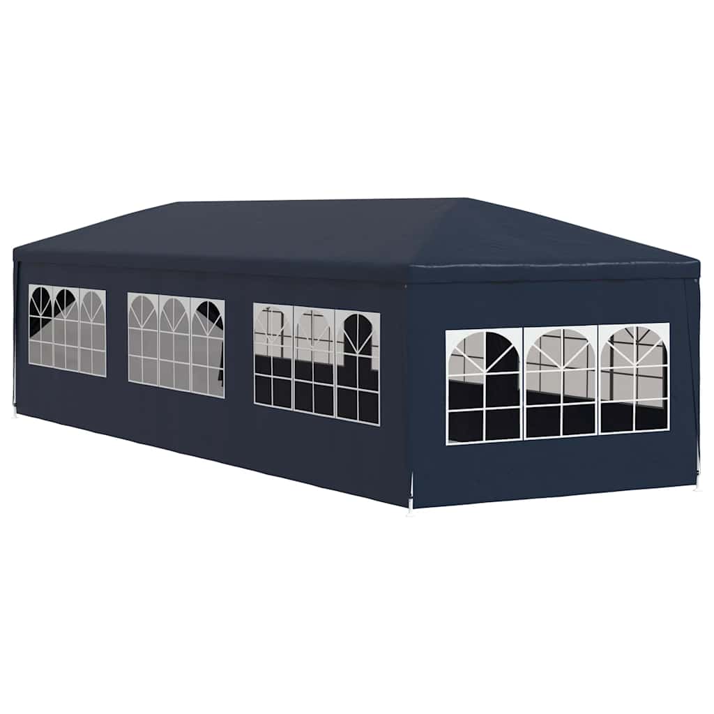 Cort de petrecere, 3 x 9 m, albastru, cu acoperiș și panouri laterale din PE, cadru din oțel, 18,5 kg