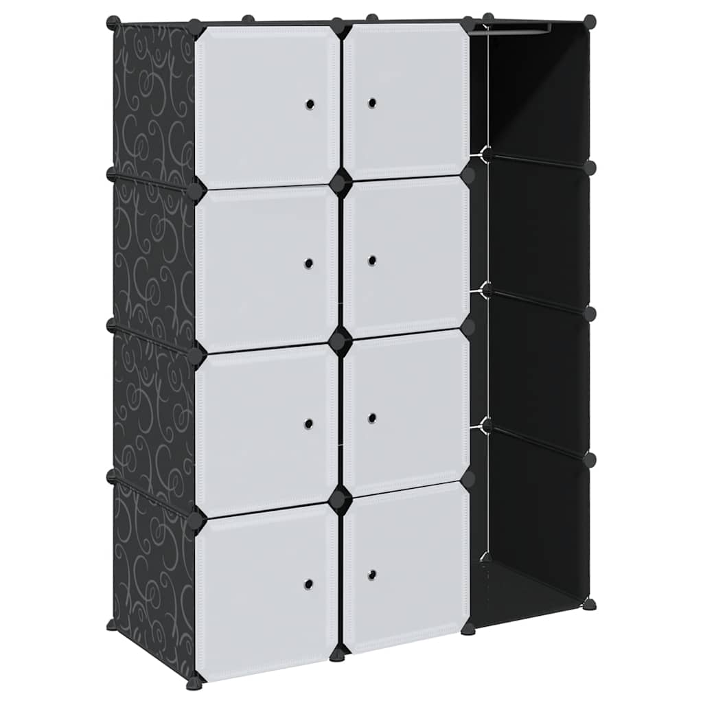 Dulap modular cu 9 compartimente, 109x36,5x143 cm, negru și alb