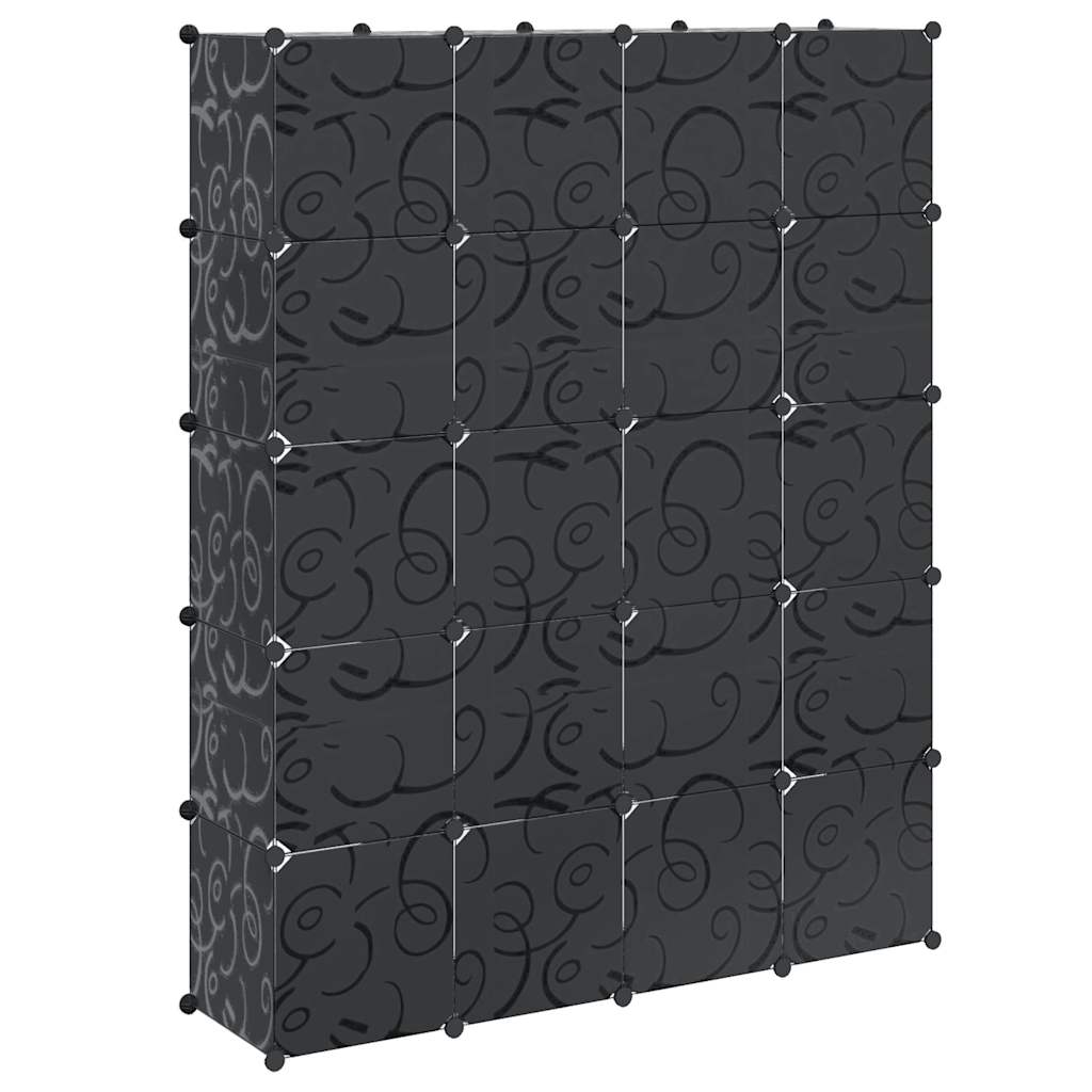 Dulap modular 14 compartimente alb și negru 37 x 146 x 180,5 cm