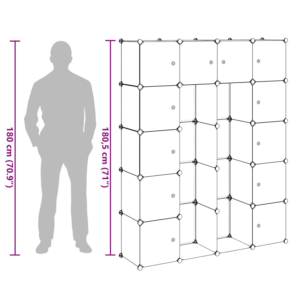 Dulap modular cu 14 compartimente alb 37 x 146 x 180,5 cm