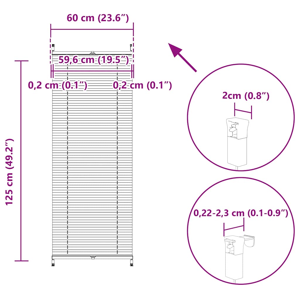 Jaluzea plisată, crem, 60x125 cm