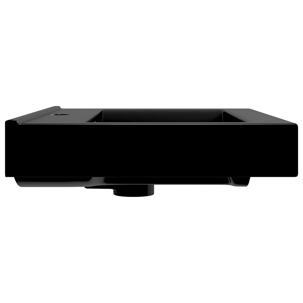 Chiuvetă dreptunghiulară ceramică, loc robinet, negru, 60x46 cm