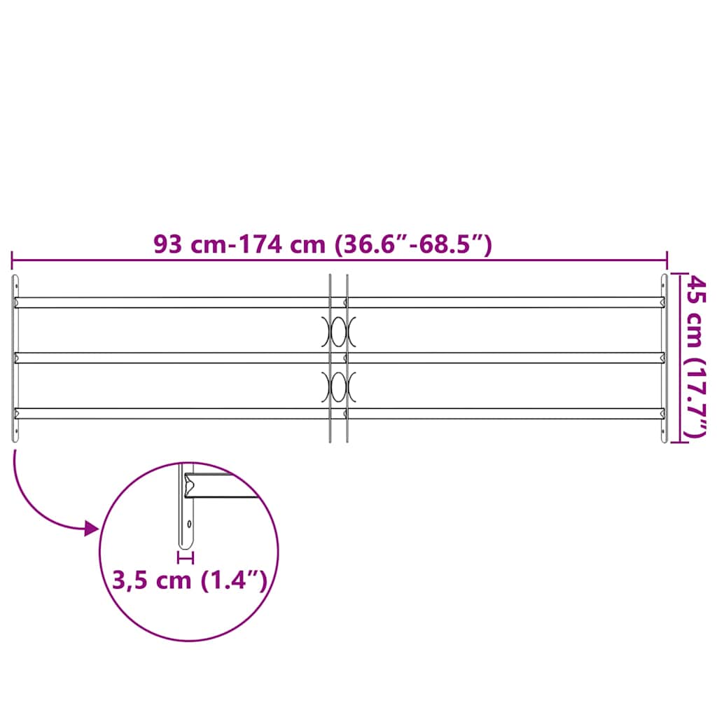 Grilaj de siguranță pentru ferestre cu 3 bare transversale 1000-1500mm