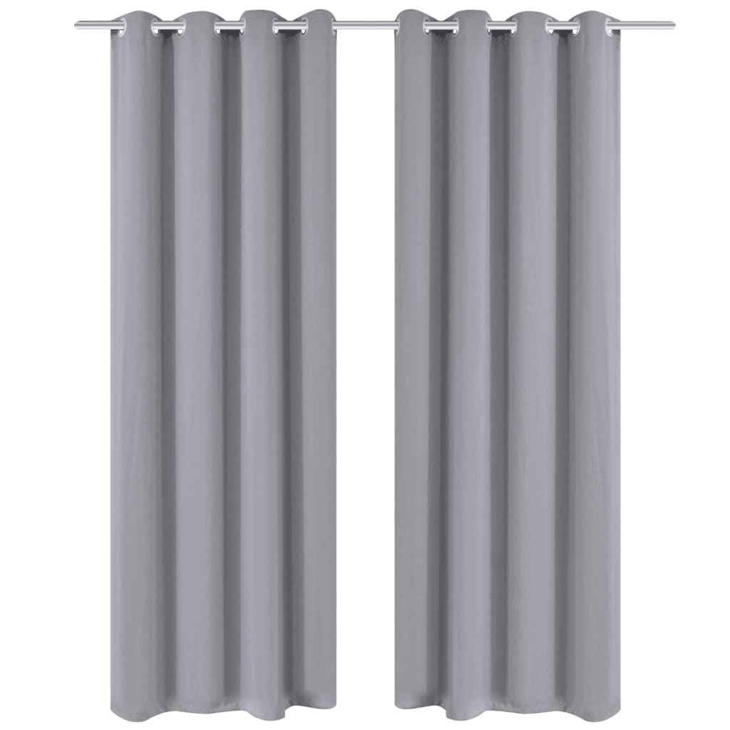 Draperii opace cu inele metalice, 2 buc., gri, 135 x 245 cm
