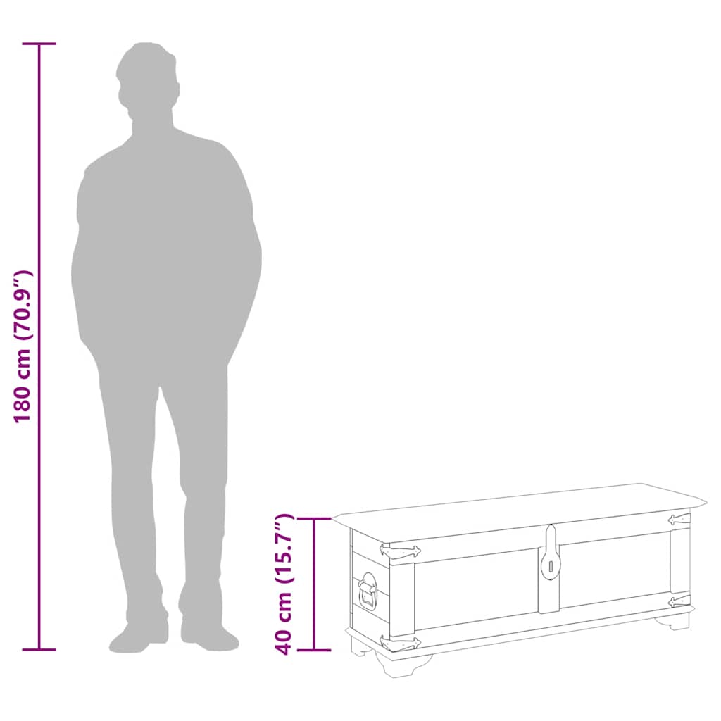 Cufăr de depozitare din lemn de mango nefinisat