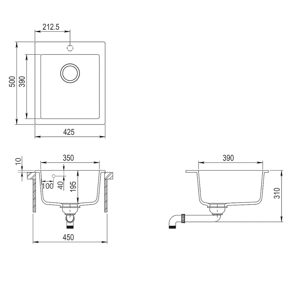 Bazin chiuvetă bucătărie de granit, alb