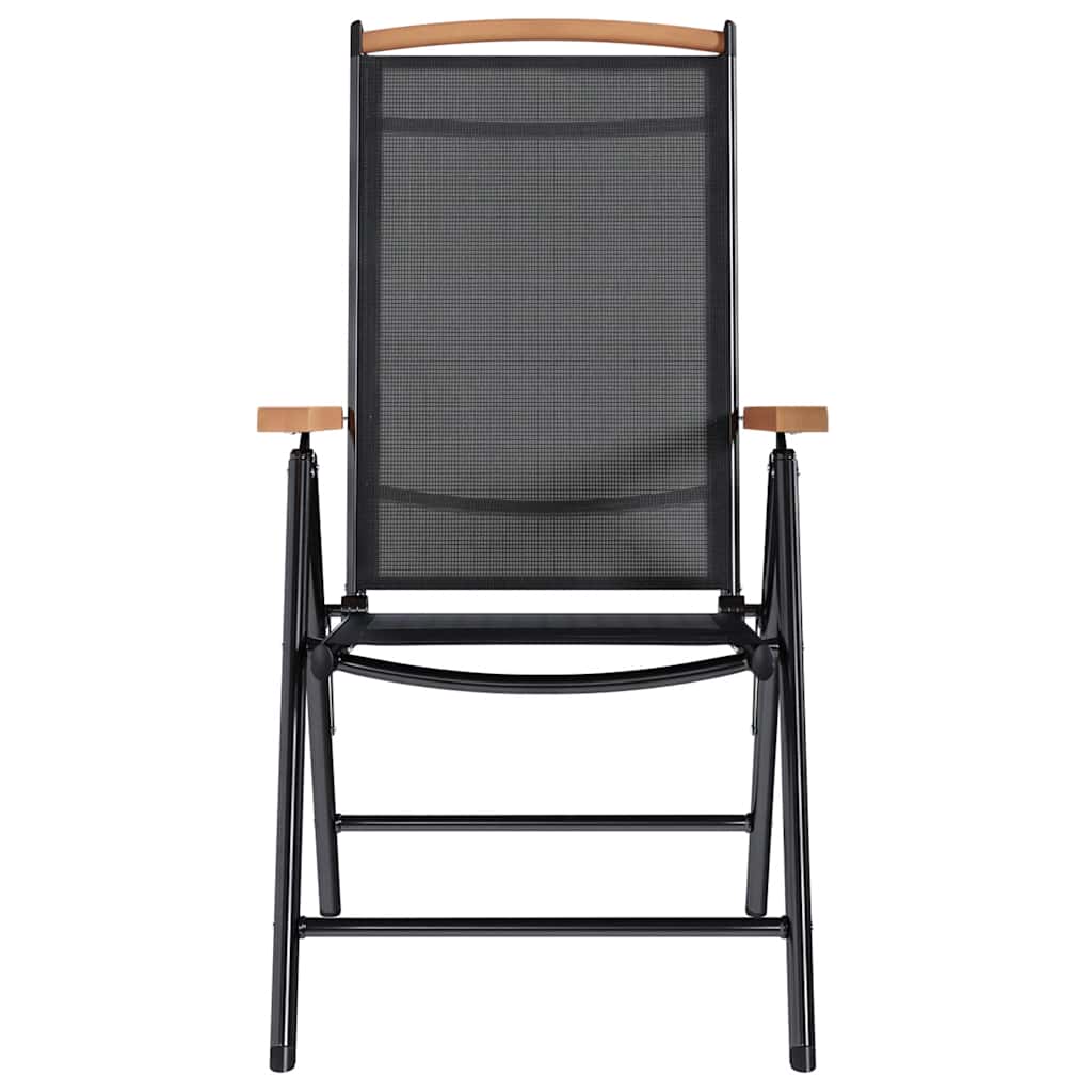 Scaune pliante de grădină, 4 buc., negru, aluminiu și textilenă