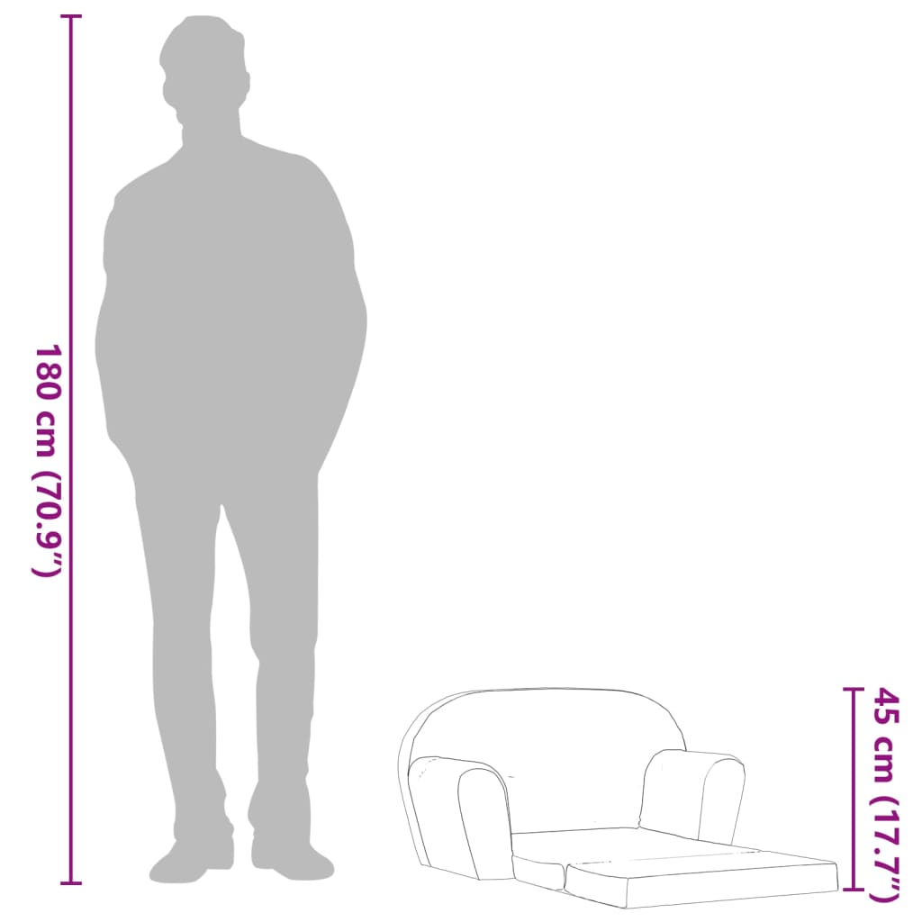 Fotoliu extensibil pentru copii, gri deschis