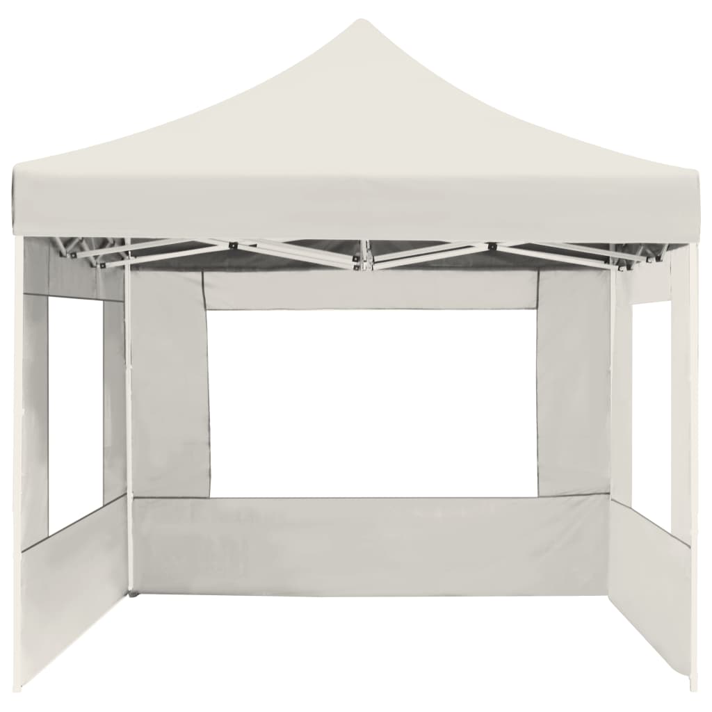 Cort de petrecere pliabil cu pereți, crem, 4,5 x 3 m, aluminiu