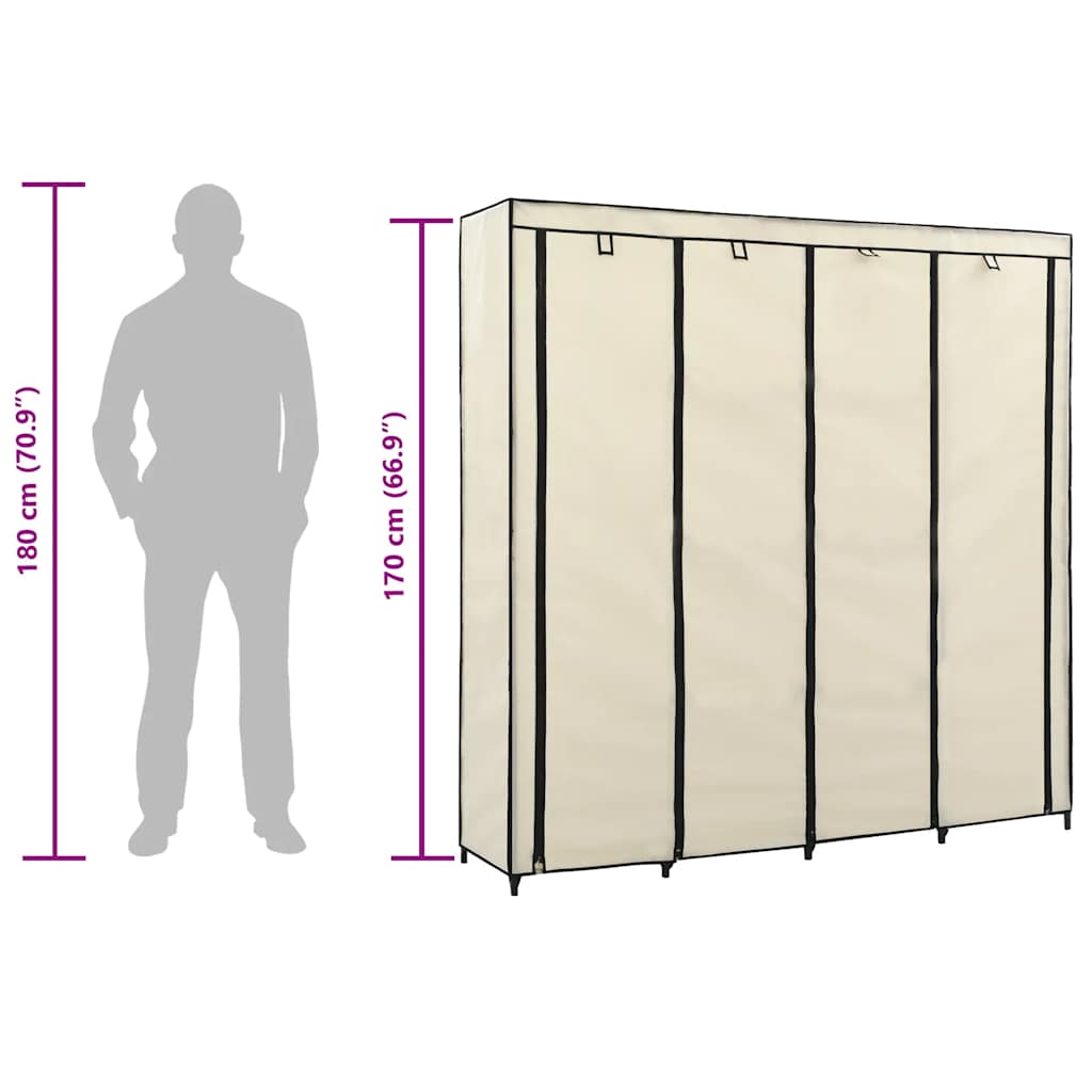 Șifonier cu 4 compartimente, crem, 175 x 45 x 170 cm