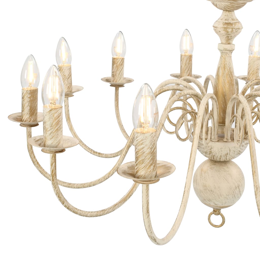 Candelabru, alb vintage, 12 becuri E14